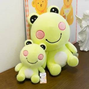 Simpatico set di peluche rana con grandi occhi, morbida bambola imbottita per regalo e decoro.
