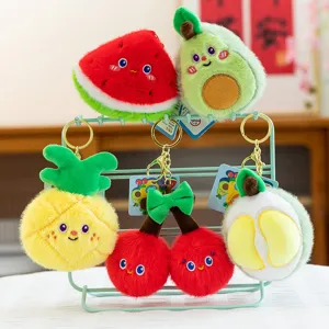 Porte-clés en peluche de fruit mignon avec pastèque et ananas doux pour les sacs.