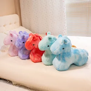 Colorful plush horse toy cute pony pillow stuffed animal soft decoration new year gift