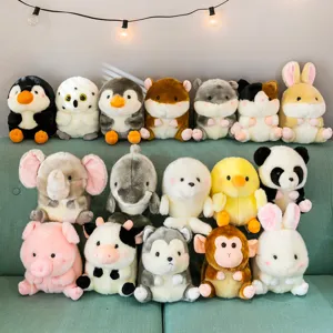 Cute Cartoon Animal Plush Toy Spherical Panda Elephant Doll Cute Keychain Pendant Soft Stuffed Doll Gift