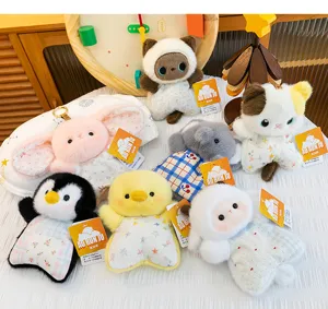 Cute animal plush dolls soother toy set fluffy comfort doll soft cute children gift pillow
