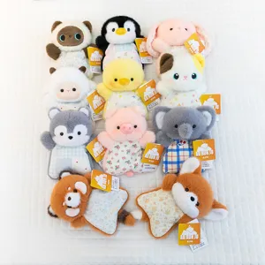 Cute plush animal toys set, soft stuffed dolls for kids comfort, cute desktop decor gifts.