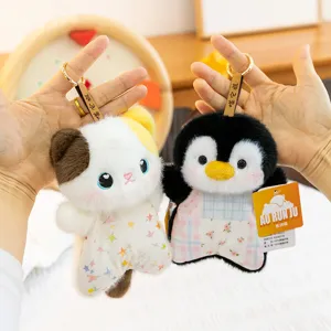 Cute plush cat and penguin keychain fluffy doll cute animal bag charm pendant soft toy gift
