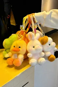 Lindo colgante de animal de peluche llavero juguete suave dije de bolsa diseño pato
