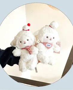 Cute plush sheep toy keychain sweet baking style fluffy animal doll bag pendant gift.