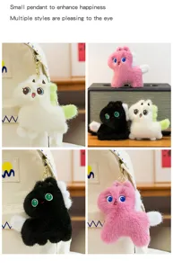 Cute plush pony keychain with sound fluffy bag charm cute cartoon doll accessory
