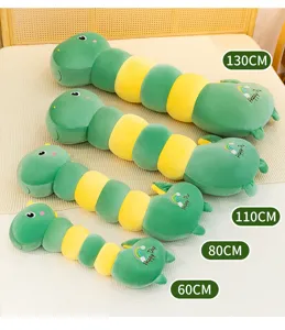 Cute long neck dinosaur plush pillow caterpillar stuffed doll soft sleeping toy for girls