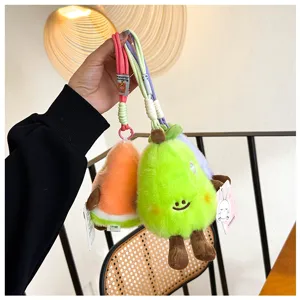 Niedliches Obst Plüschtier Anhänger, weicher Avocado und Orangen Schlüsselanhänger für Tasche.