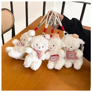 Cute sheep plush keychain cute baking animal toy bag pendant fluffy stuffed doll charm