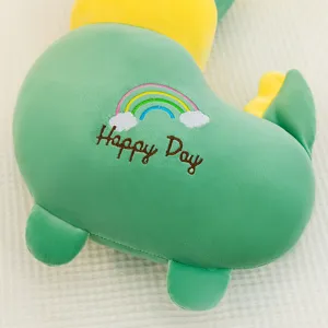 Cute long neck dinosaur plush pillow, soft caterpillar sleeping doll for girls, cozy toy.