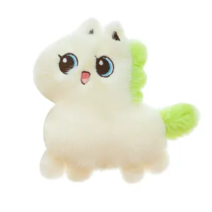 Cute plush horse keychain fluffy pony bag charm green mane adorable stuffed animal toy pendant