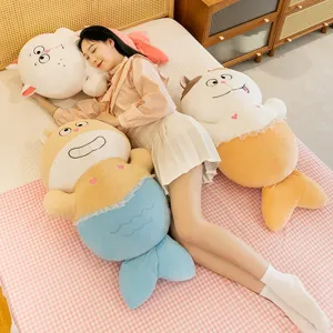 Cute creative cat mermaid plush toy, soft long body pillow for bed and sofa, lovely gift.
