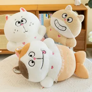 Cute cat mermaid plush toy, creative cartoon stuffed animal pillow for bed and sofa gifts.