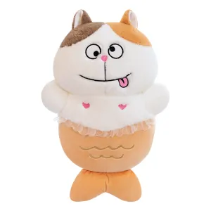 Cute creative cat mermaid plush toy soft stuffed animal doll pillow for kids gift