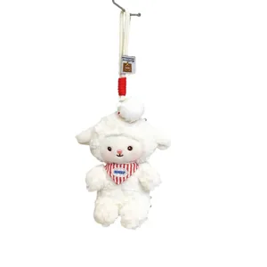 Cute white plush sheep keychain hanging toy lovely animal doll bag pendant gift accessory