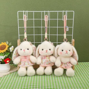 Mignon nouveau style chinois lapin aux oreilles tombantes en peluche pendentif poupée.