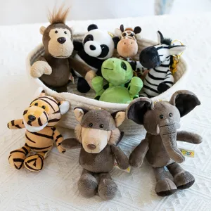 Cute cartoon jungle animal plush keychain set, soft hanging pendant for bags and gifts.