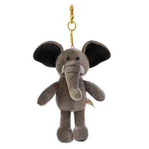 Cute elephant plush keychain soft jungle animal bag charm pendant for daily decorative use.