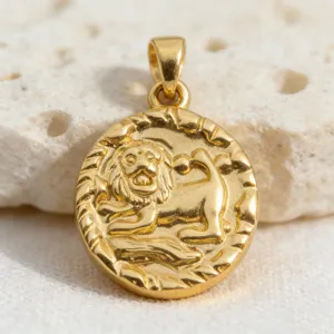 Vintage Gold Lion Coin Pendant Necklace Accessory Chic Zodiac Jewelry Charm for Women