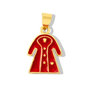Ciondolo cappotto rosso goccia olio rame DIY collana braccialetto gioiello accessorio ciondolo
