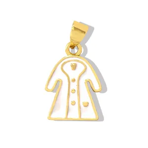 Ciondolo cappotto smalto bianco rame placcato oro per bracciale collana gioielli fai da te.