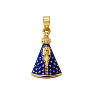 Vergoldeter Kupfer blauer Emaille Unsere Liebe Frau Anhänger für DIY Schmuck Zubehör