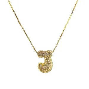 European and American zircon balloon letter copper pendant, fashion all-match DIY jewelry.