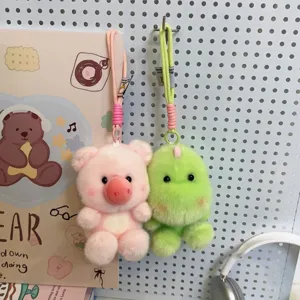 Cute plush keychain animal pendant soft toy bag charm desk companion fluffy doll.