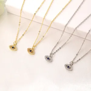 Fashion Evil Eye Pendant Necklace For Women Copper Rhinestone Lucky Devil Eye Clavicle Chain Jewelry Gift