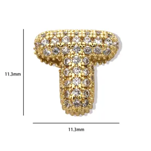 Buchstabe T Zirkonia Pavé Anhänger DIY Charm Halskette Schöner Modeschmuck 11.3mm