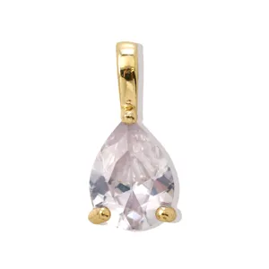 Pendente placcato oro con zircone taglio pera, accessorio di gioielleria elegante.
