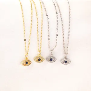 Stunning evil eye pendant necklace set, elegant gold and silver clavicle chains for women.