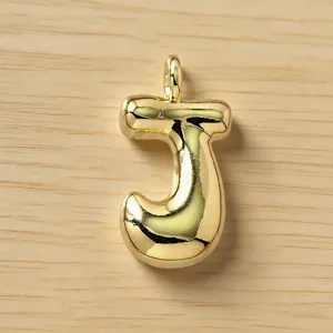 Colgante de letra burbuja del alfabeto dorado grueso dije de joyería de metal lindo para collar.