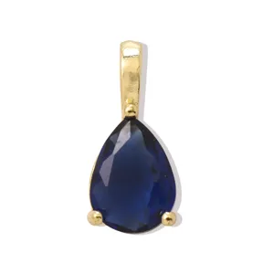 Pendente pietra di nascita blu taglio a goccia gioiello placcato oro dettaglio elegante