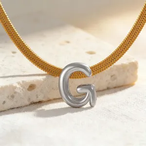 Edelstahl Buchstabe G Anhänger Schlangenkette Minimalistischer DIY Schmuck Zubehör