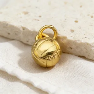 Pendentif breloque ballon de volley plaqué or pour fabrication de bijoux et colliers DIY