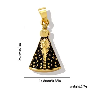 Goldfarbenes schwarzes Emaille religiöses Anhänger Charme Schmuck Zubehör DIY neu