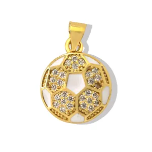 Pendente Pallone da Calcio Oro Strass Smalto DIY Charm Collana Bracciale Gioiello Dettaglio