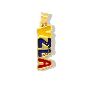 Ciondolo lettera VZLA placcato oro smalto gioiello DIY accessorio collana dettaglio