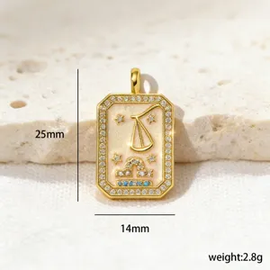 Exquisite Libra zodiac tarot copper pendant necklace accented with brilliant cubic zirconia.