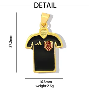 Ciondolo in metallo maglia da calcio oro e nero goccia d'olio fai da te gioielli 27mm