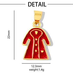 Ciondolo cappotto rosso oro accessorio gioiello DIY vista dettagliata con 22mm