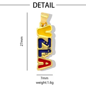 Ciondolo con lettera VZLA smaltato in metallo dorato ciondolo fai da te per collana bracciale