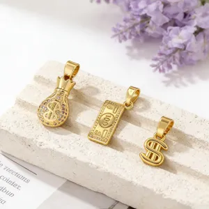 Gold-plated dollar money bag and banknote pendant DIY jewelry accessories for handmade necklaces.