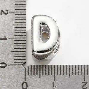 Perle lettre D en métal argenté breloque DIY pour bracelet collier accessoires bijoux