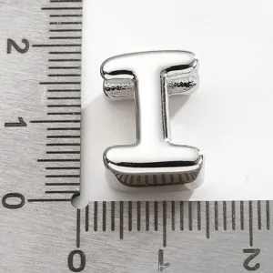 Pendentif perle lettre I en métal argenté pour bracelet collier accessoire de fabrication bijoux