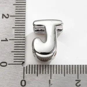 Pendentif lettre J en métal argenté pour bracelets colliers fabrication de bijoux.