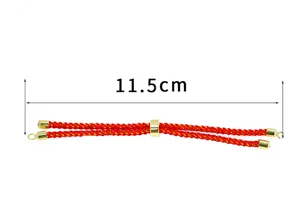 Red gold braided milan cord bracelet DIY jewelry accessory adjustable 11.5cm detail view