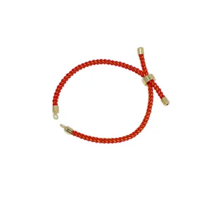 Red and gold Milan cord braided adjustable slider bracelet exquisite details view for daily