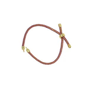Adjustable woven Milanese cord bracelet DIY gold metal slider purple rope jewelry accessory